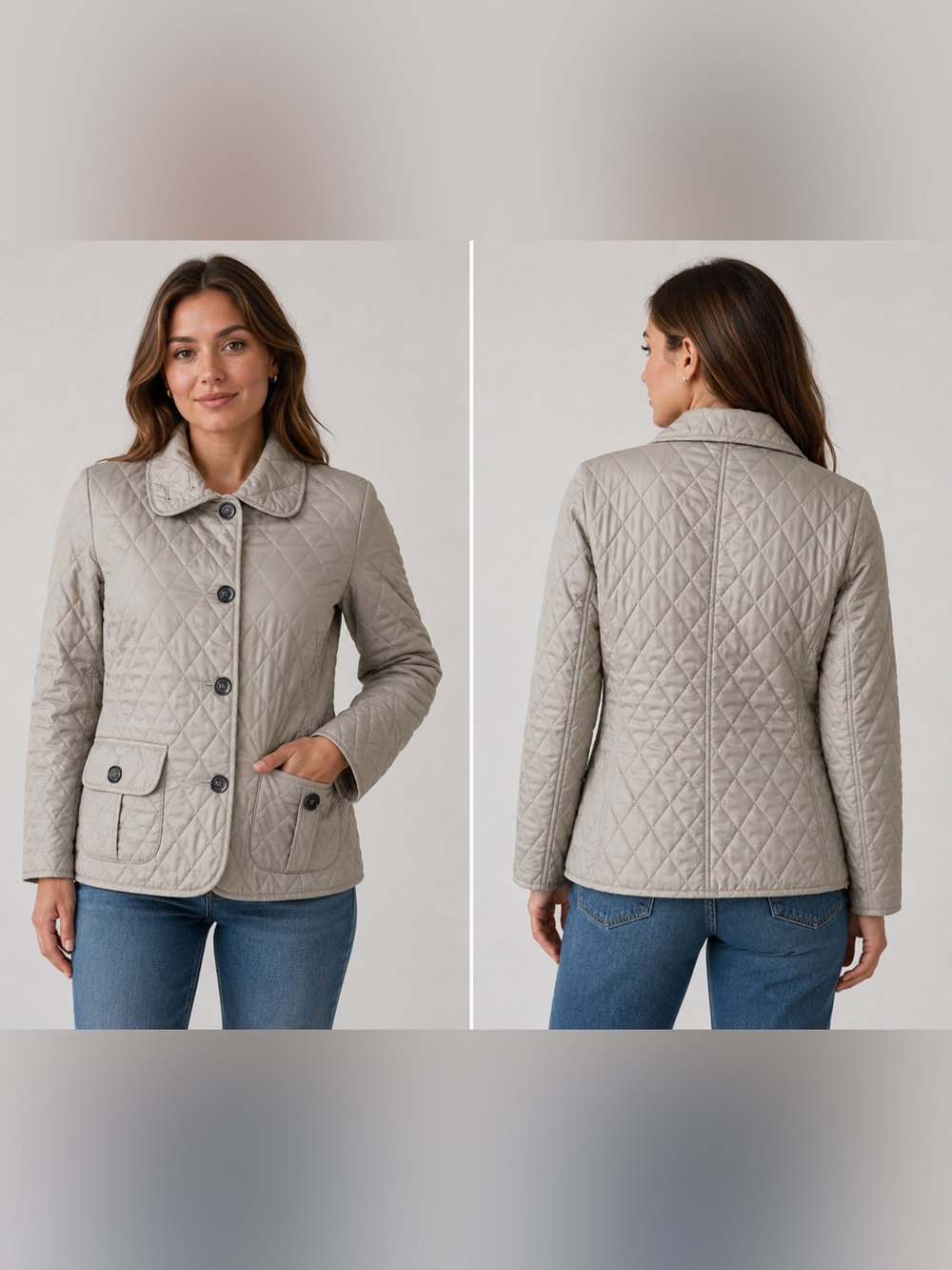 Burberry London Quilted Jacket Beige Medium Petite
